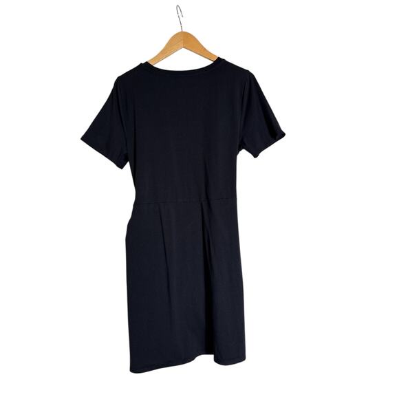 A New Day Women Short Sleeve Soft Stretch Modal Tie Side Mini Dress Size L Black - Picture 5 of 7